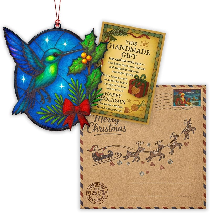 NELXI Christmas Ornaments 2025 – Hummingbird Suncatcher Window Hanging Decoration, Hummingbird Christmas Ornament for Holiday Tree, Unique Handmade Gift Idea, Beautiful Glass Style Ornament for Bird Lovers - Image 2